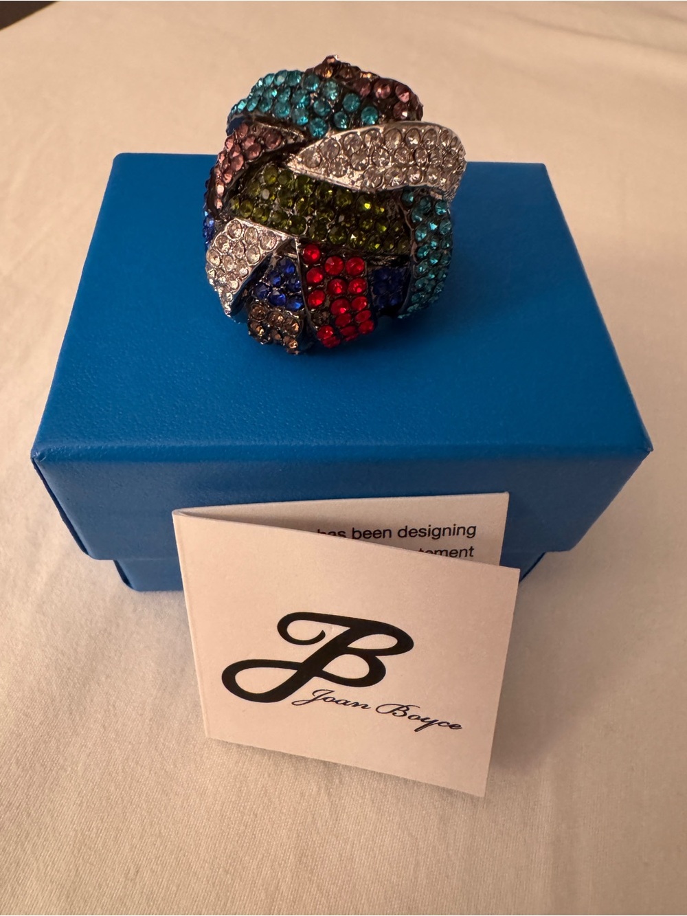 Joan Boyce Vibrant Multicolored Crystal Dome Ring